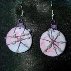 Interstellar pastel purple planet  clay & wire earrings ✦ unique and handmade ✦